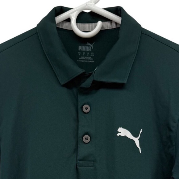Puma Mens NetJets Golf Polo Shirt Small Forest Green Short Sleeve 599120-28
